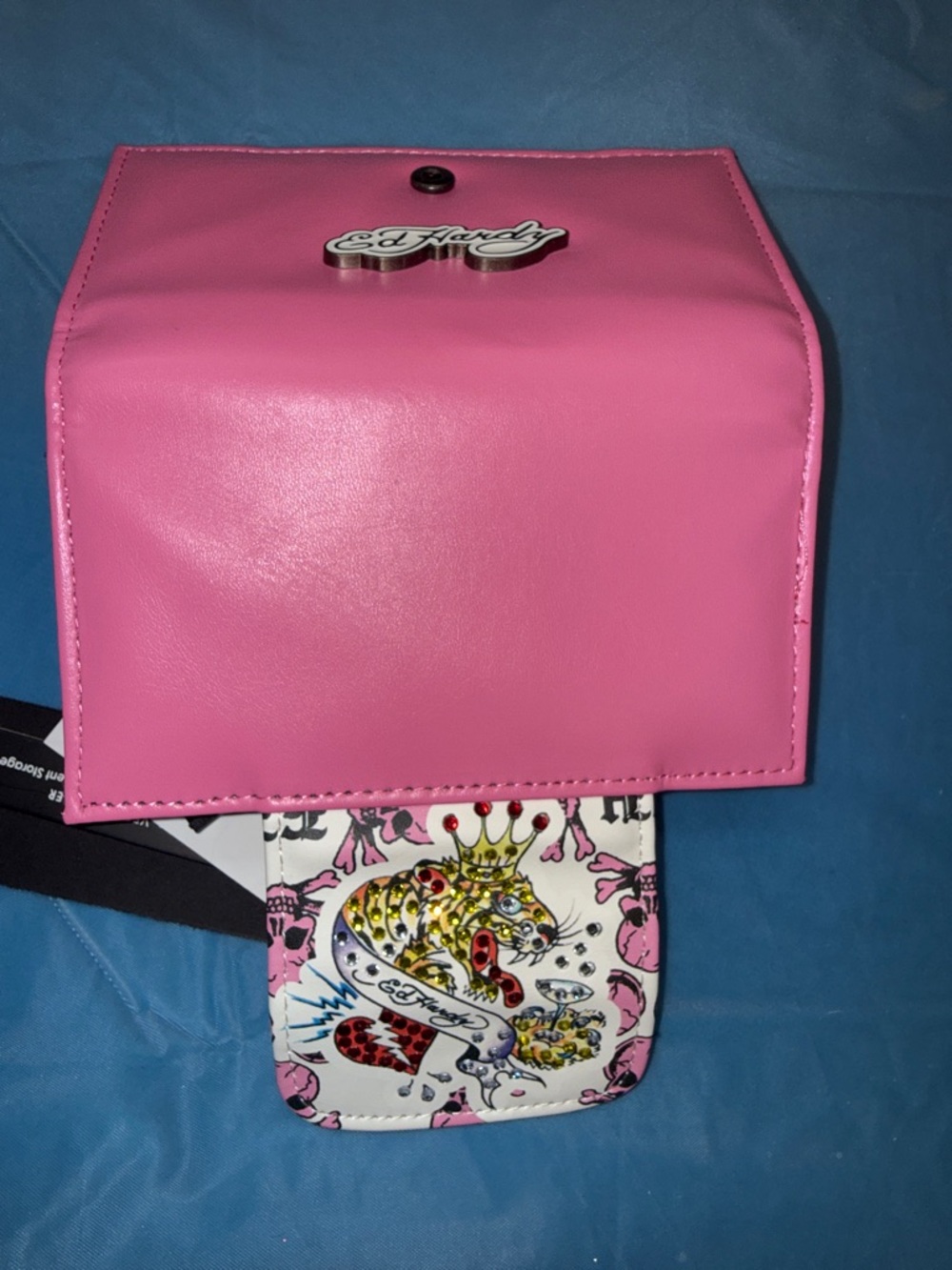 Ed Hardy Pink and White Jeweled Flap Women's Wallet - Picture 5 of 7